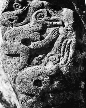 Πετρόγλυφα στο Νησί τού Πάσχα.  Διακρίνονται ανθρωπόμορφα πουλιά Μέκε Μέκε.